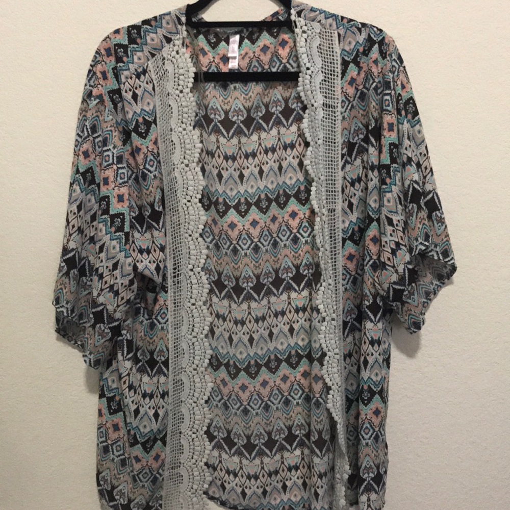 Xhilaration Colorful Cardigan with Lace - Size S/M